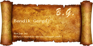 Bendik Gergő névjegykártya